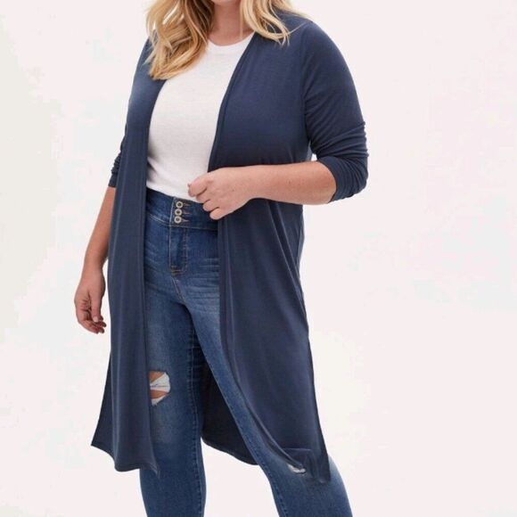 Torrid Cardigan Duster Lightweight Stretchy Slinky Flattering Comfortable 12 - Picture 12 of 12